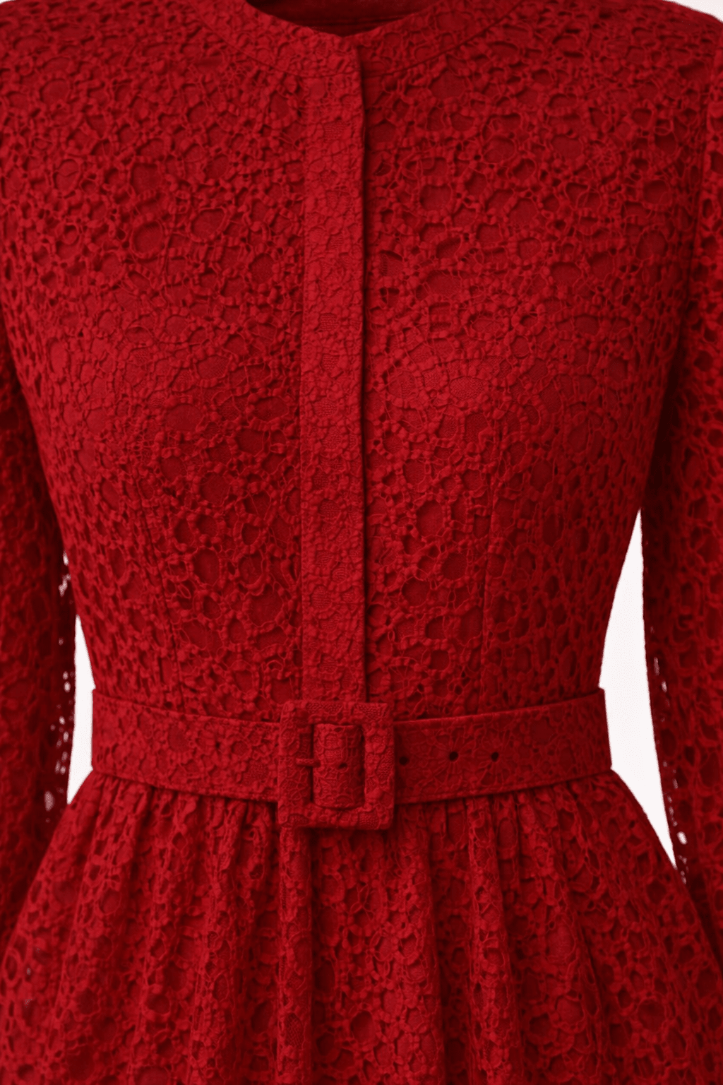 Belted Guipure Midi Dress | Elora Venecci