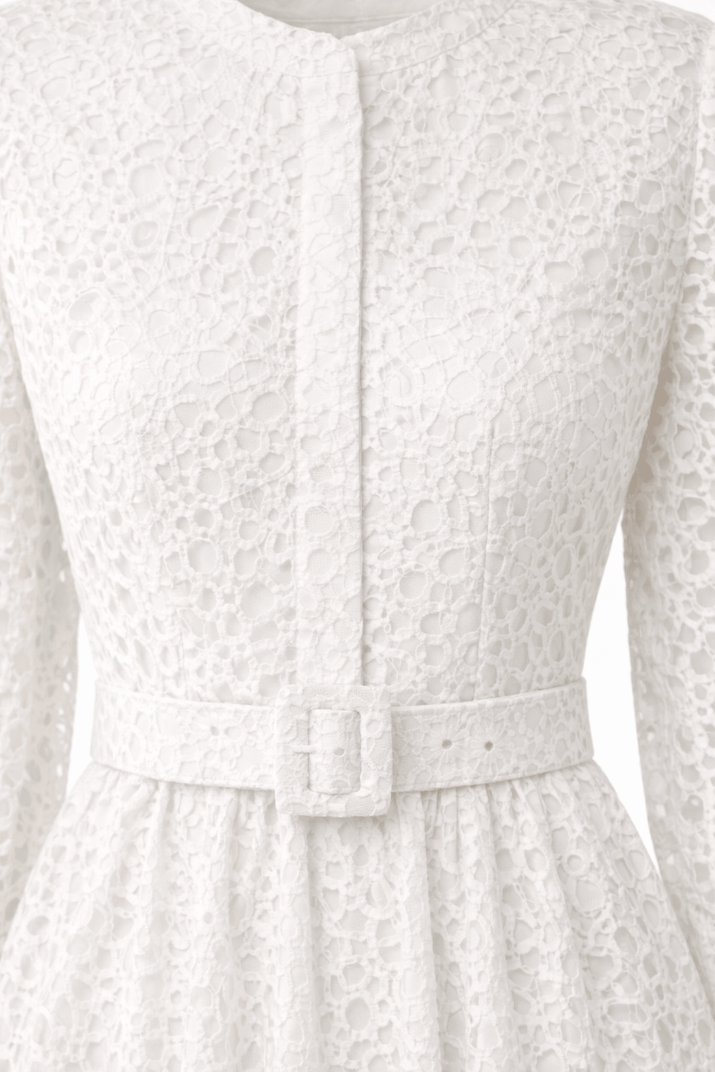 Belted Guipure Midi Dress | Elora Venecci